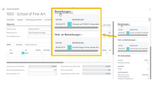Dynamics365BC-365PerformanceEssentials_Angebot-BemerkungInfobox