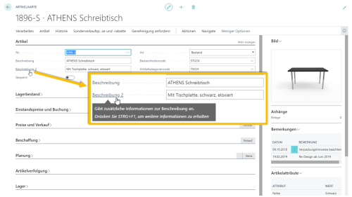 Dynamics365BC-365PerformanceEssentials_Artikelkarte-Beschreibung2
